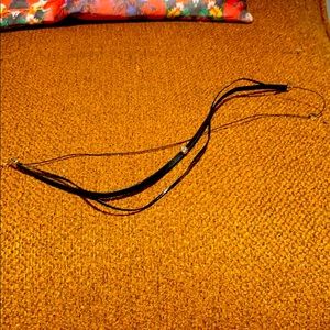 Black pleather choker necklace with one crystal